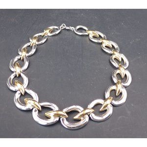 Vintage ESSEX Large Oval  Link  Collar Necklace with Gold Tone Links